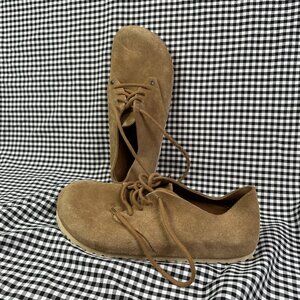 Birkenstock Maine Tan Suede Shoe Lace Up Classic Comfort Brown EU 41 NARROW